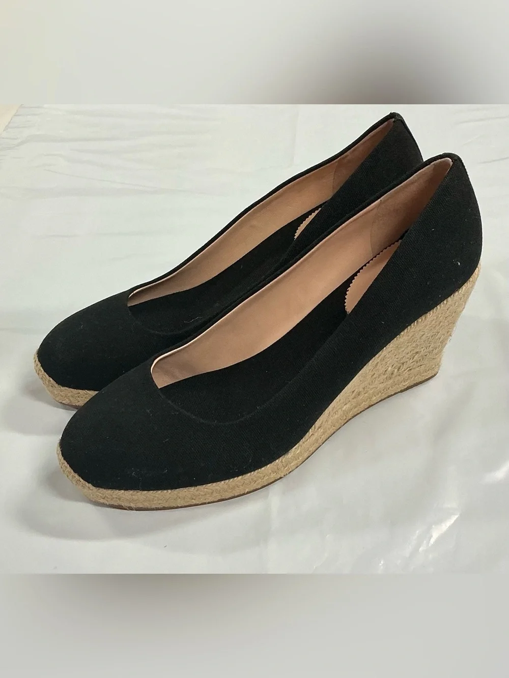 J. Crew Factory Black Espadrille Wedge Pumps L66-1002